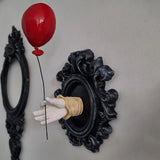 Popxstar Resin Wall Hanging Mirror with Hand & Balloon Sculpture - Unique 3D Home Decor Art for Living Room Collectible Decor