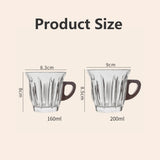 Popxstar  Glass Coffee Cup Set with Coaster, Milk Cup, Tea Cup, Latte Cup, for Cafes, Home Use, Restaurants, Coffee Bar Accessories