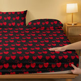 Popxstar 1 Simple Modern Heart-shaped Printed Matte Fitted Sheet, Bedroom Printed Bed Cover, Bedding (excluding Pillowcases)
