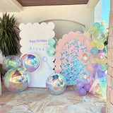 Popxstar  1/3/5pcs 22in/32in/50in rainbow color 4D holographic balloons, birthday party/music party/single, wedding party supplies