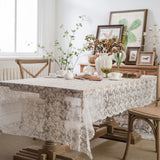 Popxstar Lace Tablecloth Rectangular White Overlay Tea Table Cover Floral Embroidery Vintage for Wedding Outdoor Party Decor Exquisite