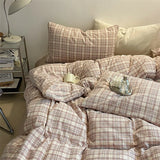 Popxstar Fashion Plaid Bedding Set 100% Cotton Duvet Cover Set Home Textiles Nordic Bed Sheet Queen King Quilt Cover Pillowcase Bed Linen