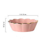 Popxstar  Green Ceramic Tableware Salad Bowl with Gold Edge Flower Shape Plate Chinaware Creative Dim Sum Dishes Steak Western Food Flavor