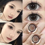 2PCS Color Contact Lenses With diopters Korean Lens Health & beauty Pupil Large Diameter Milk Treasure Bead Free Delivery