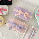 Popxstar INS Style Korean Fabric Craft Pencil Case Minimalist Bowknot Buggy Bag Student Stationery Bag Desktop Storage Bag