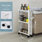 Popxstar 1pc Slim Storage Cart, Floor Mount Gap Storage Rack With Wheels, Multi-layer White Movable Seam Storage Rack