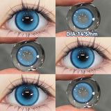 Popxstar 1 Pair Halloween Contact Lenses Beauty Eye Color Lenses Cosplay Pupils Myopia Lens with Prescription Natural Blue Lens