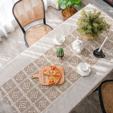 Popxstar  Table Cloth Plain Color Hollow Splicing Small Fresh Dining Table Cloth Restaurant Tablecloth