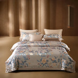 Popxstar  22 Momme Natural Mulberry Silk Luxury Bedding Set Yarn-dyed Jacquard Silk Cotton Duvet Cover Flat Sheet With Pillowcases 4Pcs