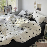 Popxstar Bed Linen Bed Sheets Set Stripes Dots Duvet Cover Set Quilt Cover Bed Sheet Quilt Sets Queen Size INS Blogger Comforter Sets