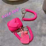 Popxstar Rose Heard Design Case For Airpods 3 2 1 Pro Fidget Toys Soft Silicone Cover For Airpods 2 3 Pro Spring Fexible Keychain