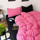 Check Bubble Fabric Bed Set Pucker Duvet Cover Pillowcase Bedding Set Bed Sheet Quilt Cover Single Queen King Size 4 Pieces Sets