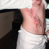 Sexy Temporary Tattoos for Woman Man Thistles Thorns Color Tattoo Sticker Hotwife Abdomen Red Star Waterproof Fake Tattoo