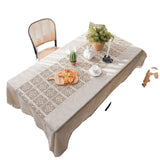 Popxstar  Table Cloth Plain Color Hollow Splicing Small Fresh Dining Table Cloth Restaurant Tablecloth