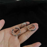 Popxstar  Vintage Pink Roman Numerals Cool Rings Set for Women Rock Hip Hop Twist Geometry Open Ring Fashion Ins Jewelry Gifts