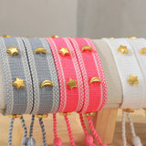popxstar Hand Woven Bracelets Adjustable Studded Stars Bracelet Fashion Jewelry Gifts