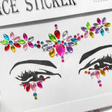 Popxstar 3D Sexy Face Tattoo Stickers for Kids Party Masquerade Party Acrylic Glitter Rhinestone Temporary Tattoo Female Face Jewelry DIY