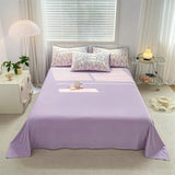 Popxstar Purple Flowers Bedding Sets Romantic Floral Duvet Covers Bed Flat Sheet Pillowcases Washed Cotton Quilt Cover Girls Bed Linen
