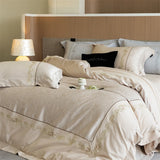 Popxstar  1000TC Egyptian Cotton Brushed Jacquard Embroidery Luxury Solid Color Bedding Set Duvet Cover Flat/Fitted Sheet Pillowcases 4Pcs