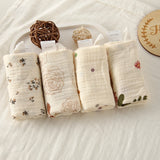 Popxstar 5Pcs Baby Cotton Washcloth Newborn Burp Cloth Square Towels 6-Layer Pure Cotton Soft Absorbent Gauze Cotton Baby Towels