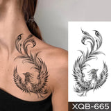 Popxstar Waterproof Temporary Tattoo Sticker Japanese Phoenix Flame Flash Tatto Feather Totem Body Art Arm Leg Waist Fake Tatoo Men Women