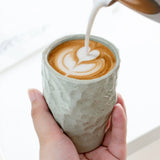 Popxstar  Japanese-style Coarse Pottery Coffee Cup Retro Hand-kneaded Pleated Mug Kitchen Livingroom Latte Concentrated Teacup Kitchenware