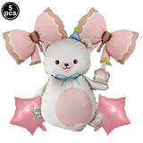 Popxstar  5pcs Bow Balloon Birthday Decorations Bow Tie Pink Balloon Bow Balloon Wedding Bride Shower Birthday Girl Decoration Bow Balloon