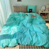 Popxstar  Striped Bedding Set Korean Style Duvet Cover Set Flat Sheets Set Single Twin Double Size Bed Linen Set Back To School Season