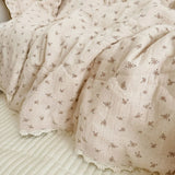 Popxstar Baby Camellia Rose Print Muslin Blanket Quilt for Summer Infant Floral Muslin Comforter Napping Cover for Baby Bedding Quilts