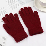 Popxstar 1Pair Winter Warm Knitted Full Finger Gloves Men Women Elastic Solid Woolen Mittens Thick Warm Outdoor Cycling Driving Gloves