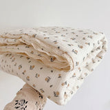 Popxstar Baby Camellia Rose Print Muslin Blanket Quilt for Summer Infant Floral Muslin Comforter Napping Cover for Baby Bedding Quilts