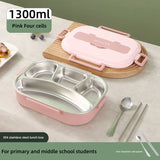 Popxstar  Portable Lunch Box for Kids Students Stainless Steel Thermal Lunchbox with Spoons and Chopsticks Food Container Bento Box