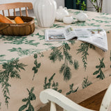 Popxstar Cotton Linen Printed Pine Rectangular Fitted Tablecloth for Mantel Mesa Party Wedding Kitchen Dining Decor Table Met Cover