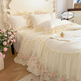 popxstar 3pcs Korean style Duvet Cover Set (1*Duvet Cover + 2*Pillowcase, Without Core), Lace embroidery Bedding Set