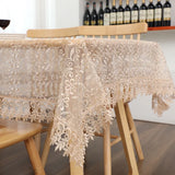 Lace Embroidered Round Tablecloth European Floral Tablecloth Simple Solid-color Coffee Table Cloth TV Cabinet Dust Cover Towel