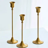 Popxstar 3pc Candlestick Holders Kit Brass Gold Candlestick Set Candle Holders Decorative Candlestick Stand for Wedding Party Dinning