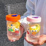 Cute Bubble Boba Pearl Milk Tea Straw Water Bottle High Borosilicate Glass Heat-resistant Leakproof Coffee Juice Cup Drinkware