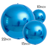 Popxstar 3pcs 4D Round Balloons Metallic Rose Gold Silver Foil Balloons Party Decorations for Birthday Wedding Gender Reveal Photo Props