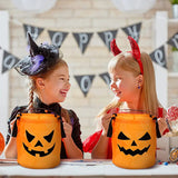 Popxstar LED Light Halloween Trick or Treat Bucket Pumpkin Candy Bags Collapsible Halloween Basket for Thanksgiving Party Gift Basket