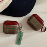 Popxstar  Retro Style Grid Pattern Gloss Soft Cover Case for AirPods 4/3/2/1 Pro 2 Wireless Bluetooth Earphone Shell Good Lucky Pendant