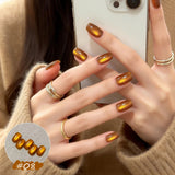 1-8pcs TC Yellow Nails Lucky Red Cat Eye Gel Nail Polish New Blinking Wine Red Cherry Glass Bead Nail Art Nail Supplies