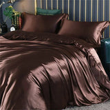 Popxstar High-end Blending Natural Mulberry Silk Bedding Set Luxury Satin Silky Queen Size Duvet Cover Set with Sheets King Size Bed Set