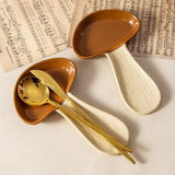 Ceramic Mushroom Spoon Rest Heat Resistant High Temperature Resistant Snack Dessert Plate Exquisite Cute Mushroom Shaped