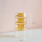 Popxstar Nordic Modern Double Wall Vase Creative Hydroponic Transparent Glass Vase Living Room Desktop Decor Art Ornament Home Decor