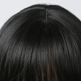 Popxstar Synthetic Long Silky Straight Wigs with Bangs Black Cosplay Party Lolita Hair Wigs for Women Natural Heat Resistant Wig