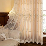 1pc Elegant Double  Layer Embroidered Blackout Curtains with Sheer, for Living Room, Bedroom,Sun Proof,Thermal Insulated