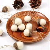 Popxstar New Year 6pcs Xmas Tree Ornament Wool Felt Pine Tower Ball Pine Cone Acorn String DIY Material Pendant Christmas Decor Home