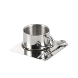 Popxstar Nordic Mug 3pcs Set 304 Stainless Steel Coffee Mug Heat Resistant Milk Cup with Saucer Spoon Placemat Tableware Set