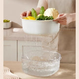 Popxstar ‌2-Tier Strainer Colander with Fruit Tray Dual-Purpose Kitchen Living Room Drain Basket Wash Vegetable Bowl Fruit Display Basket