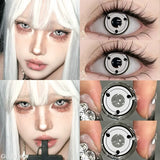 1 Pair New Crazy White Cosplay Lenses Contact Lenses Anime Black Eyes Soft Lenses Halloween Party Contacts Fast Shipping